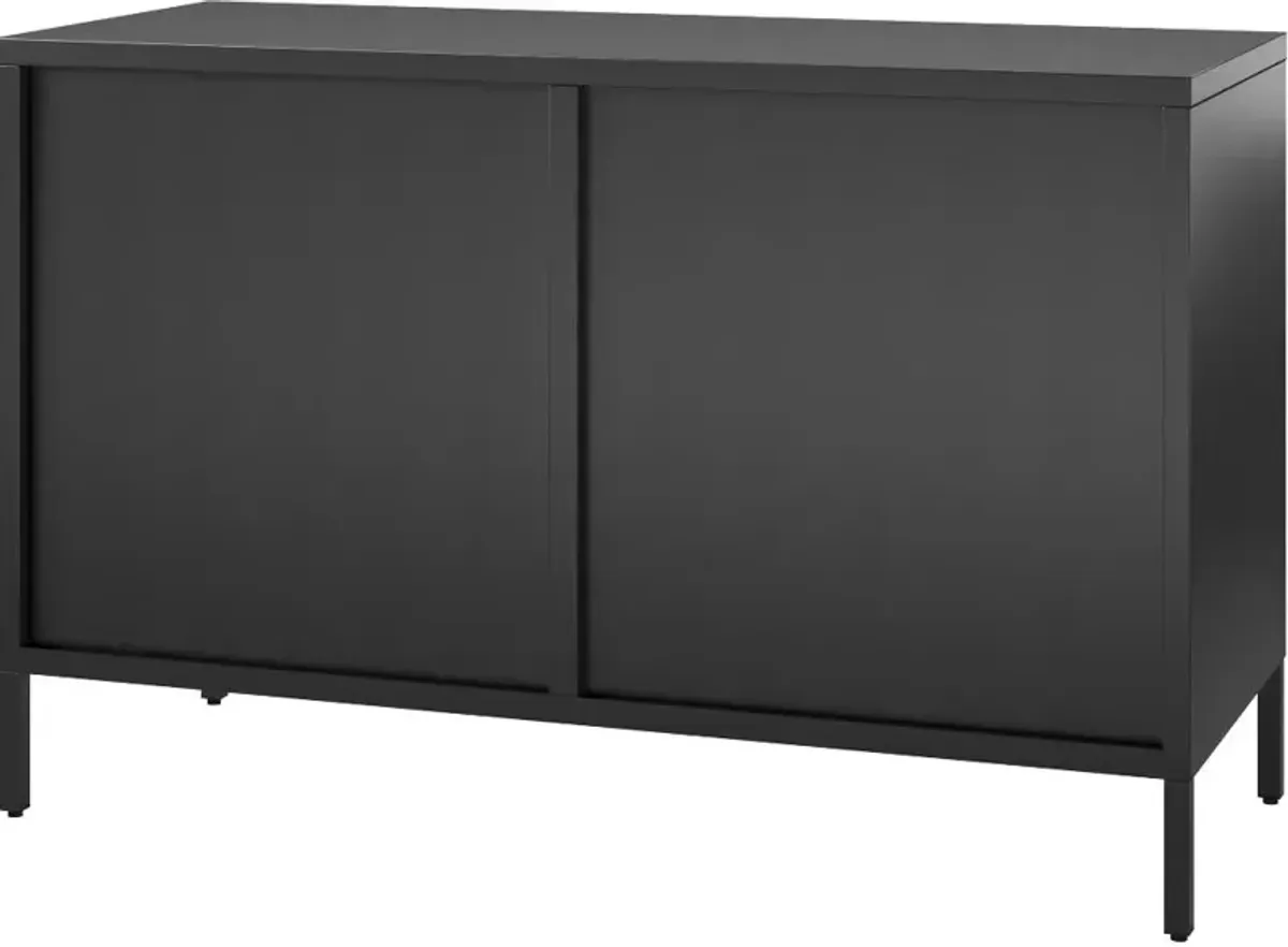 Ashbury Black 2 Door Storage Cabinet with Fluted Glass Doors