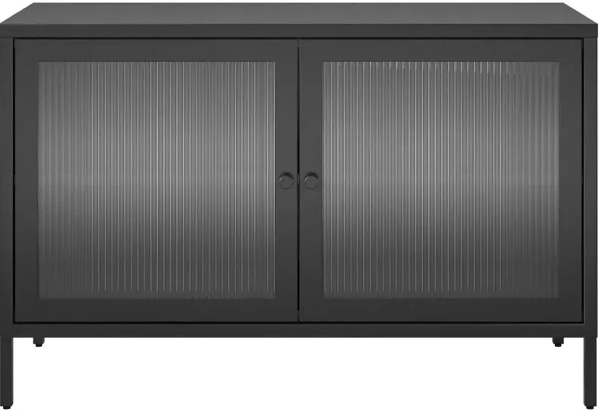 Ashbury Black 2 Door Storage Cabinet with Fluted Glass Doors