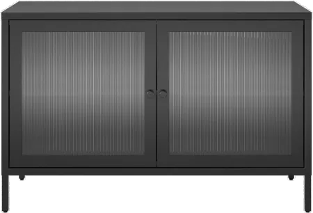 Ashbury Black 2 Door Storage Cabinet with Fluted Glass Doors