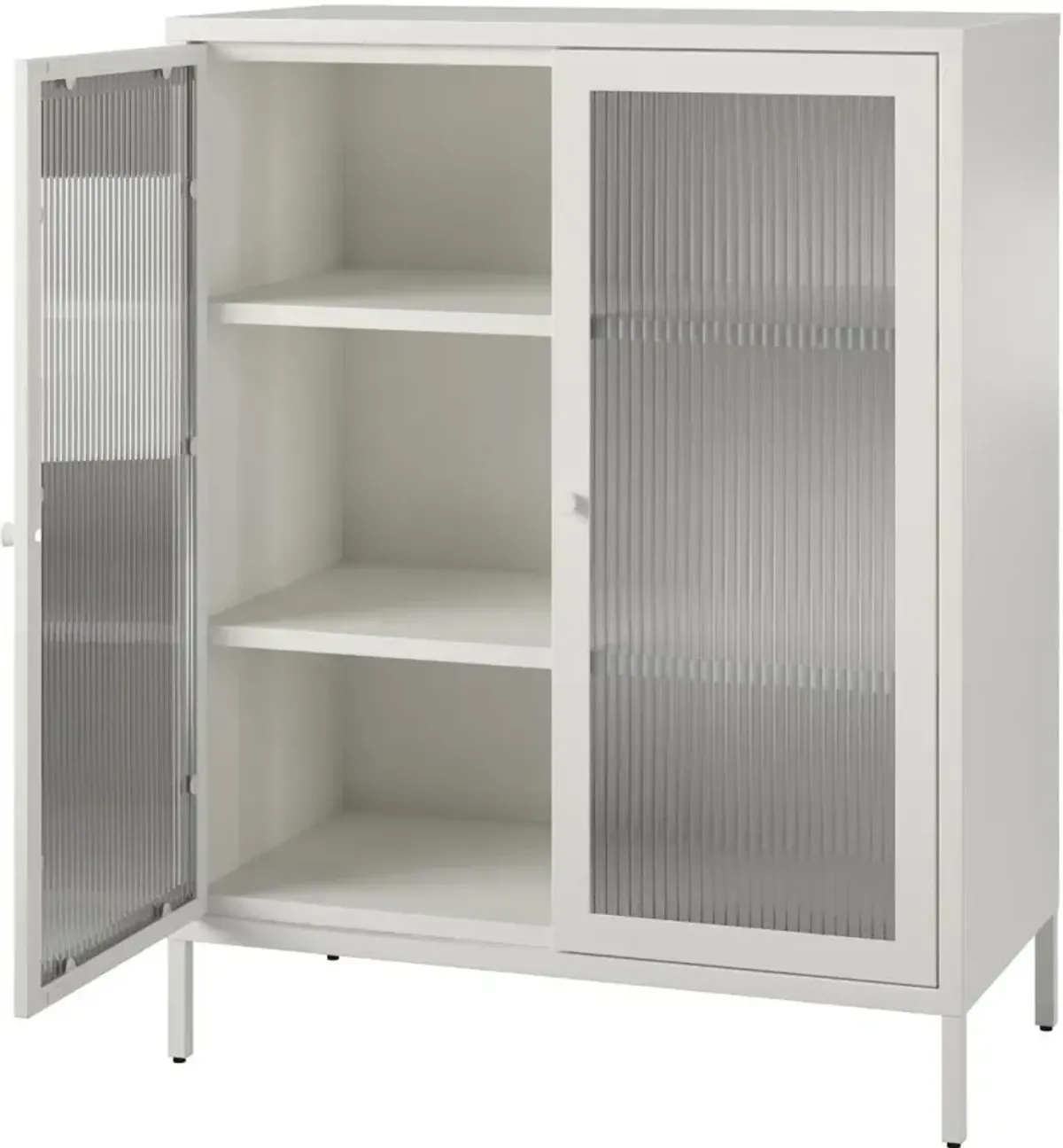 Ashbury White 40"H Accent Cabinet with Fluted Glass Doors