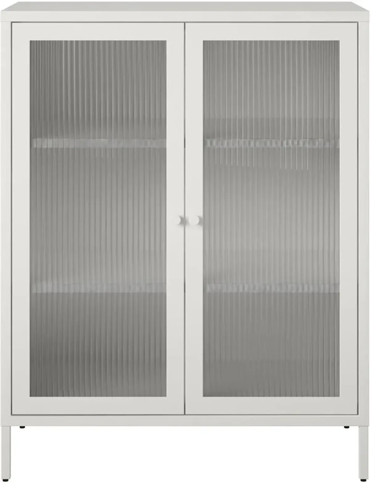 Ashbury White 40"H Accent Cabinet with Fluted Glass Doors