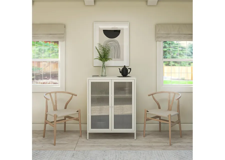 Ashbury White 40"H Accent Cabinet with Fluted Glass Doors