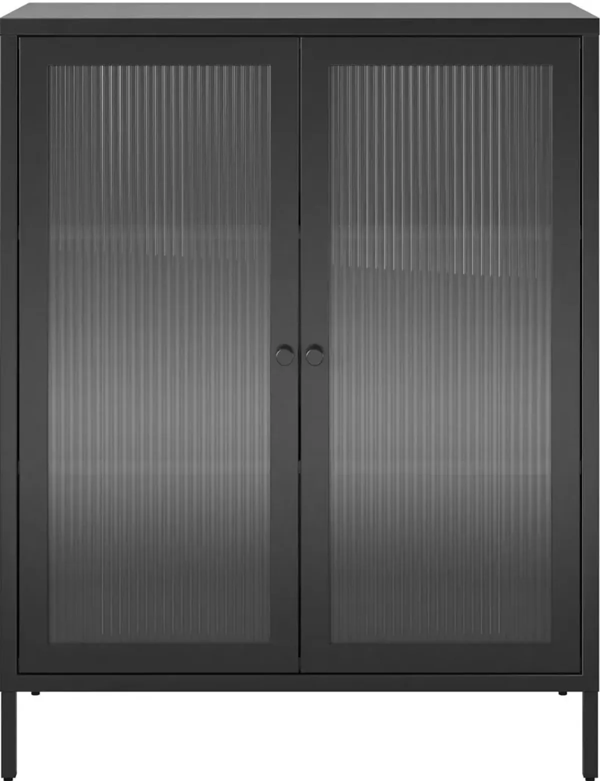 Ashbury Black 40"H Accent Cabinet with Fluted Glass Doors