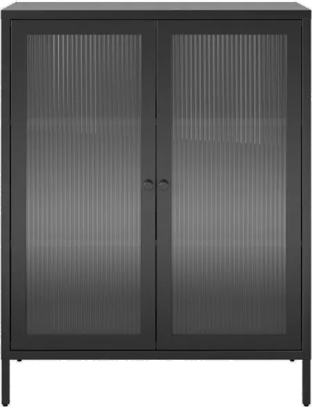Ashbury Black 40"H Accent Cabinet with Fluted Glass Doors