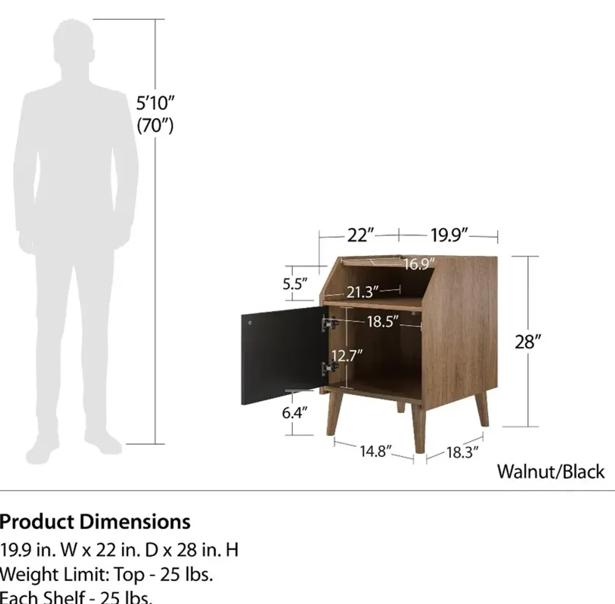 Magnolia Walnut and Black End Table