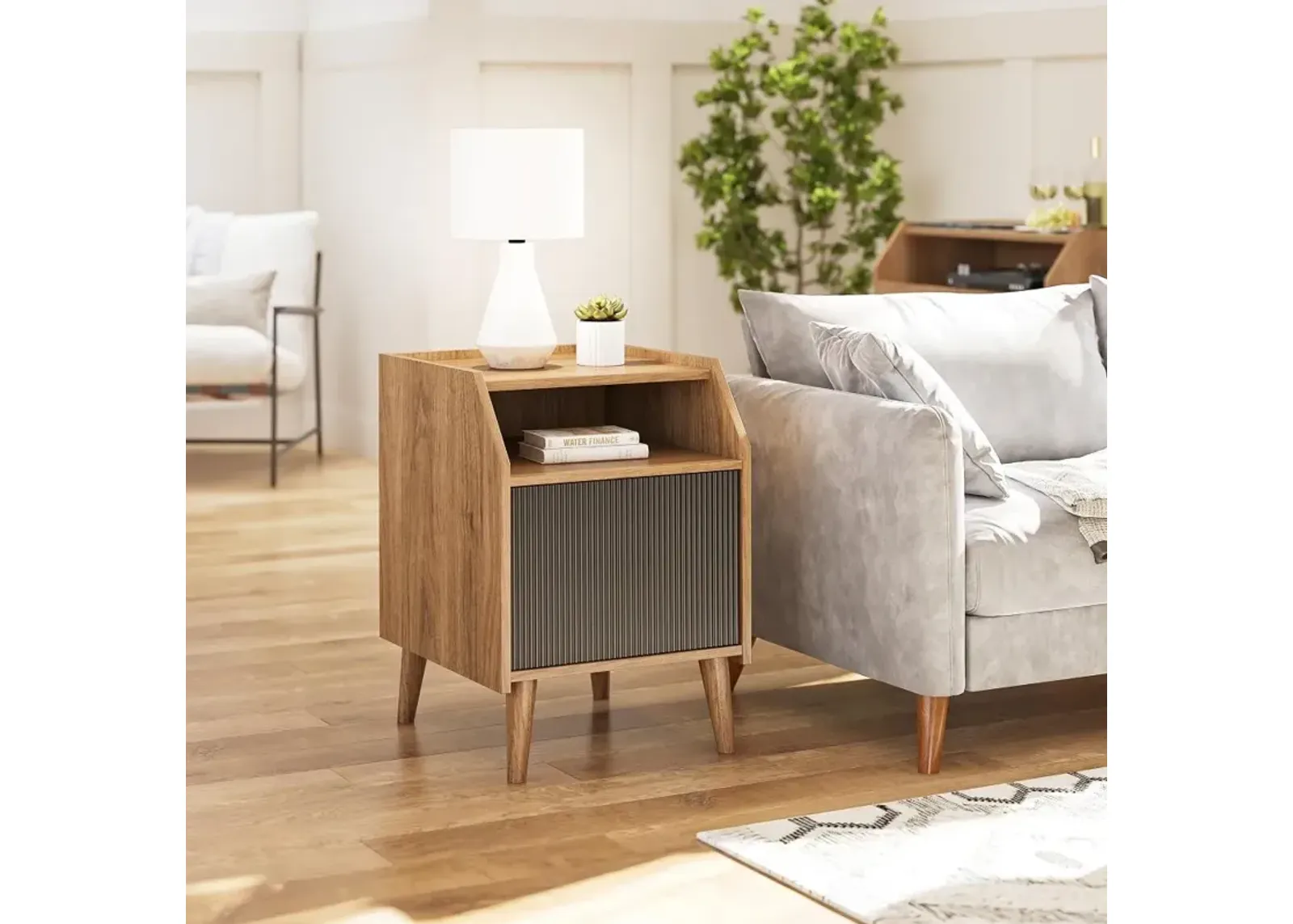 Magnolia Walnut and Black End Table