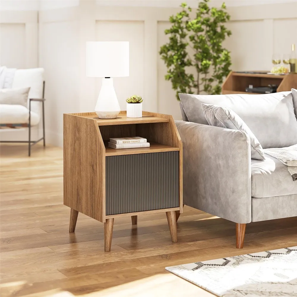 Magnolia Walnut and Black End Table