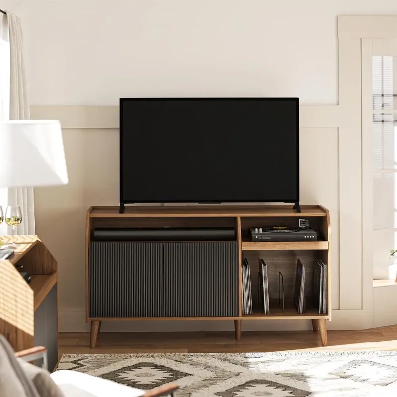 Magnolia Walnut and Black TV Console & Record Station