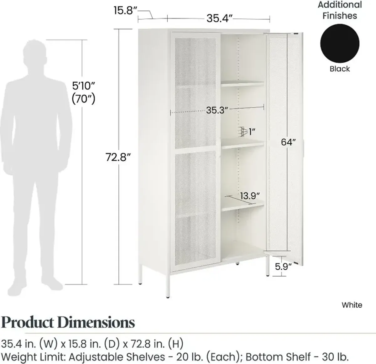 Sunset District Black Tall Metal Storage Cabinet