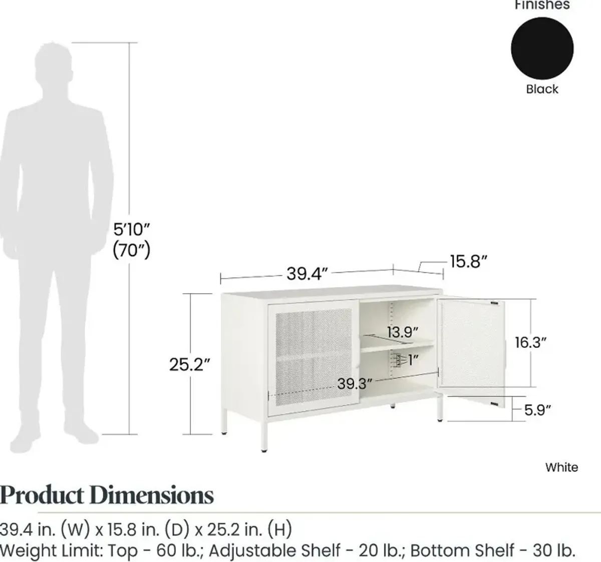 Sunset District White Metal 2-Door Storage Cabinet