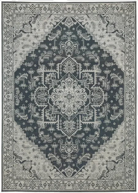 Intrigue 8 x 11 Blue and Beige Area Rug