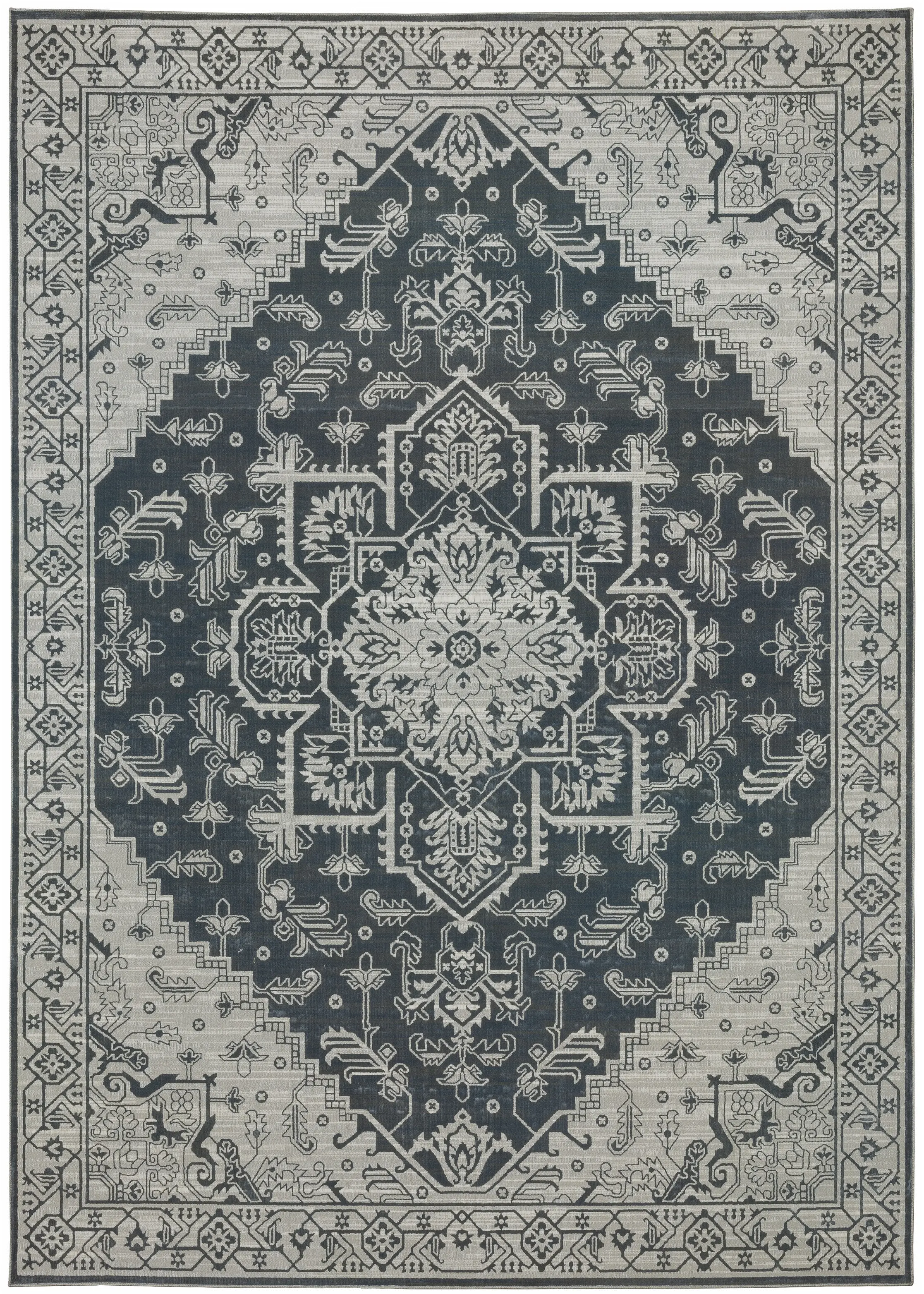 Intrigue 8 x 11 Blue and Beige Area Rug