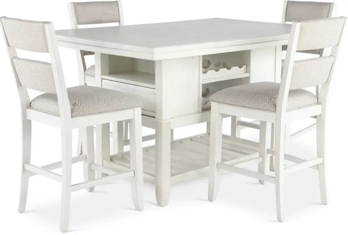 Willow White 5 Piece Counter Height Dining Set