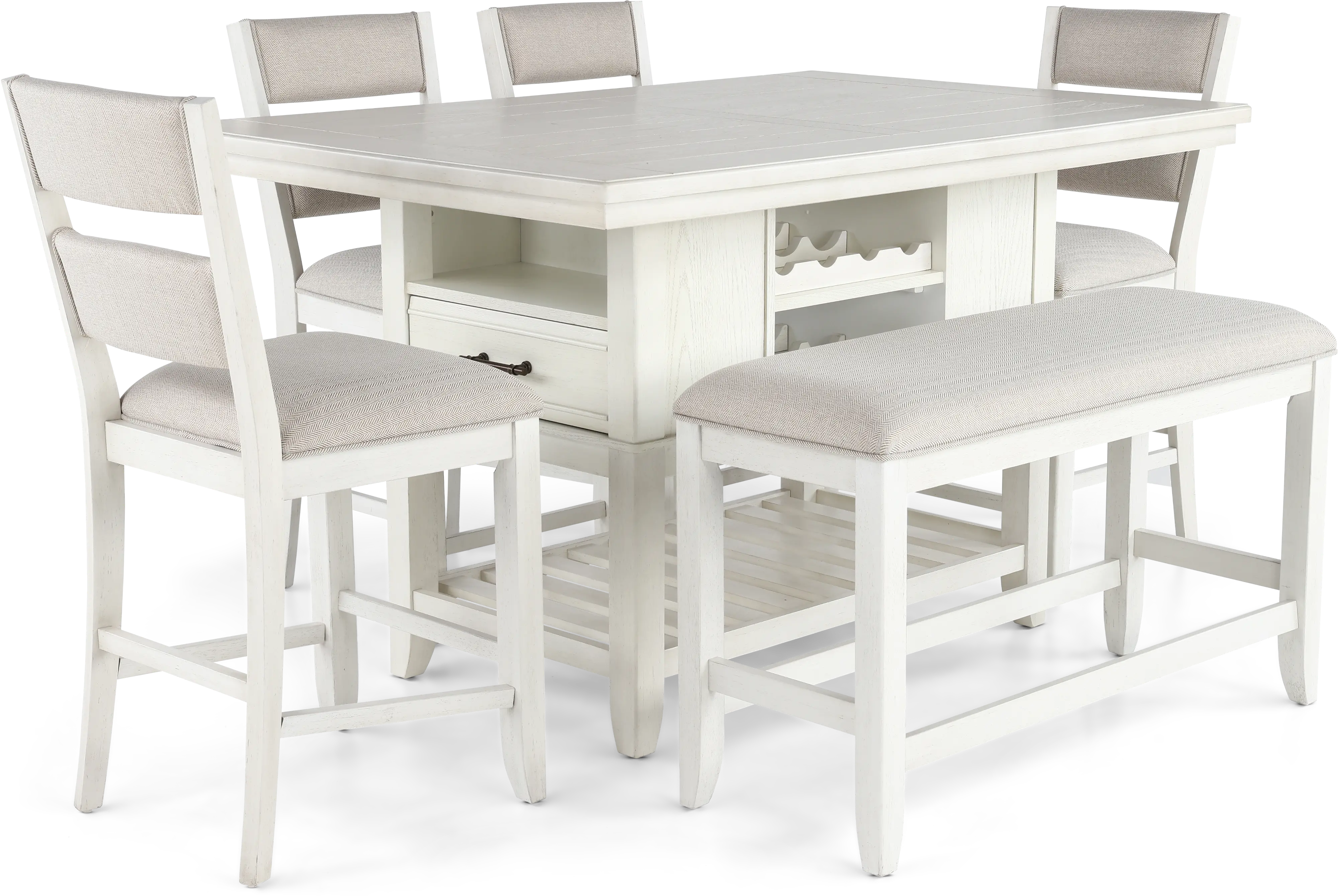 Willow White 6 Piece Counter Height Dining Set