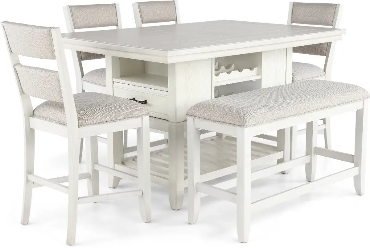 Willow White 6 Piece Counter Height Dining Set