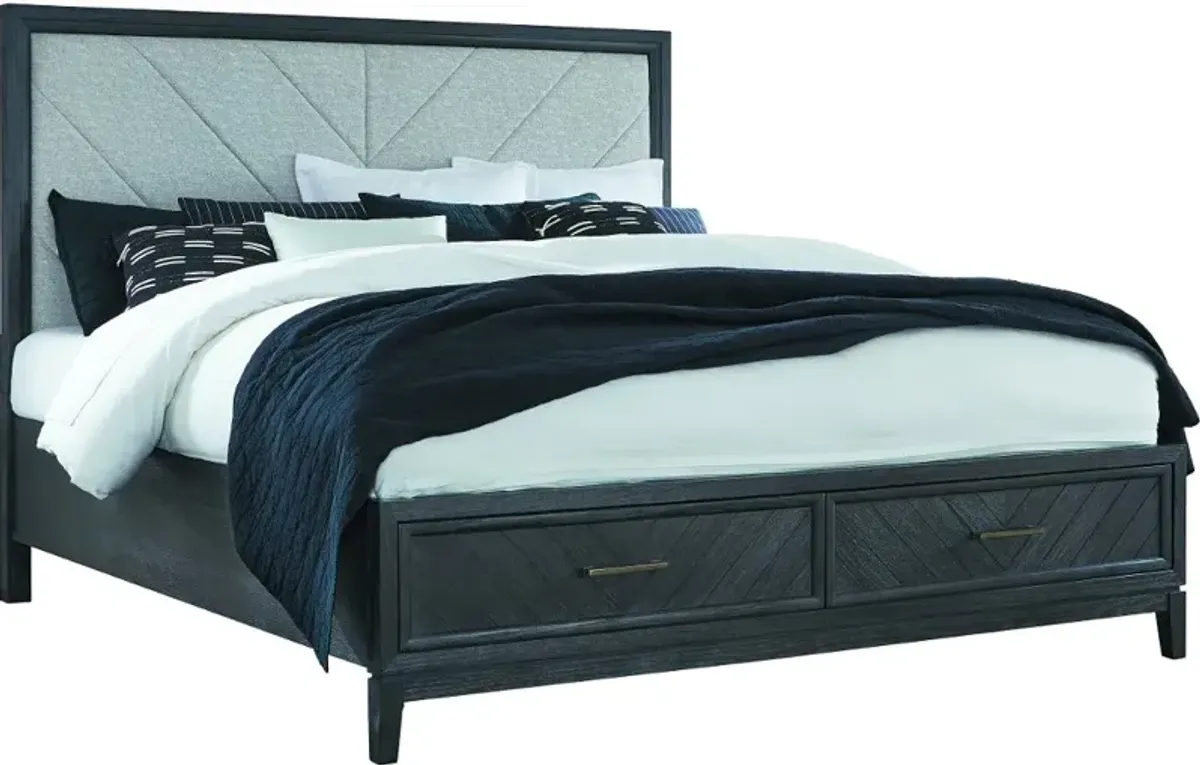 Burbank Black Queen Storage Bed