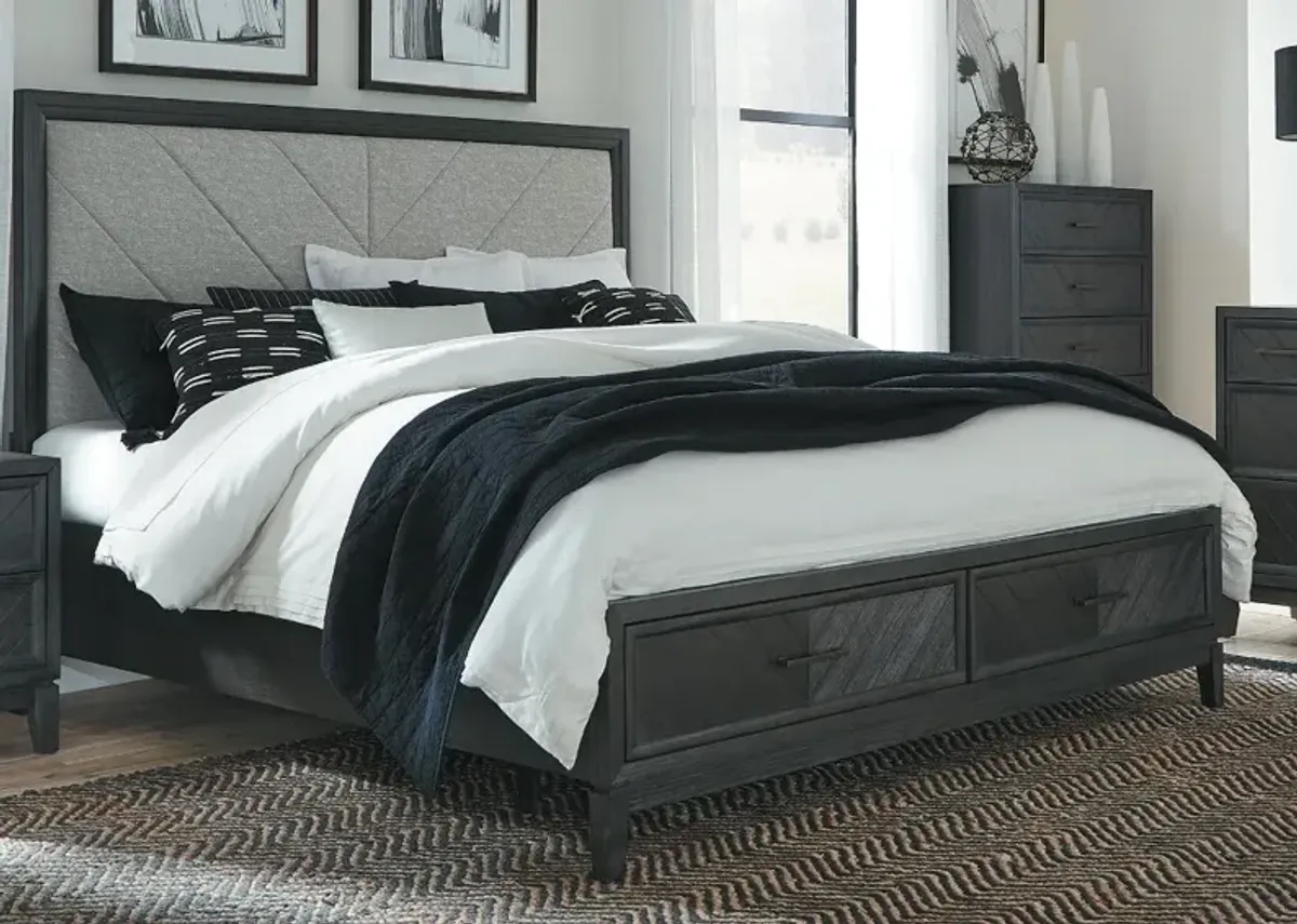 Burbank Black Queen Storage Bed