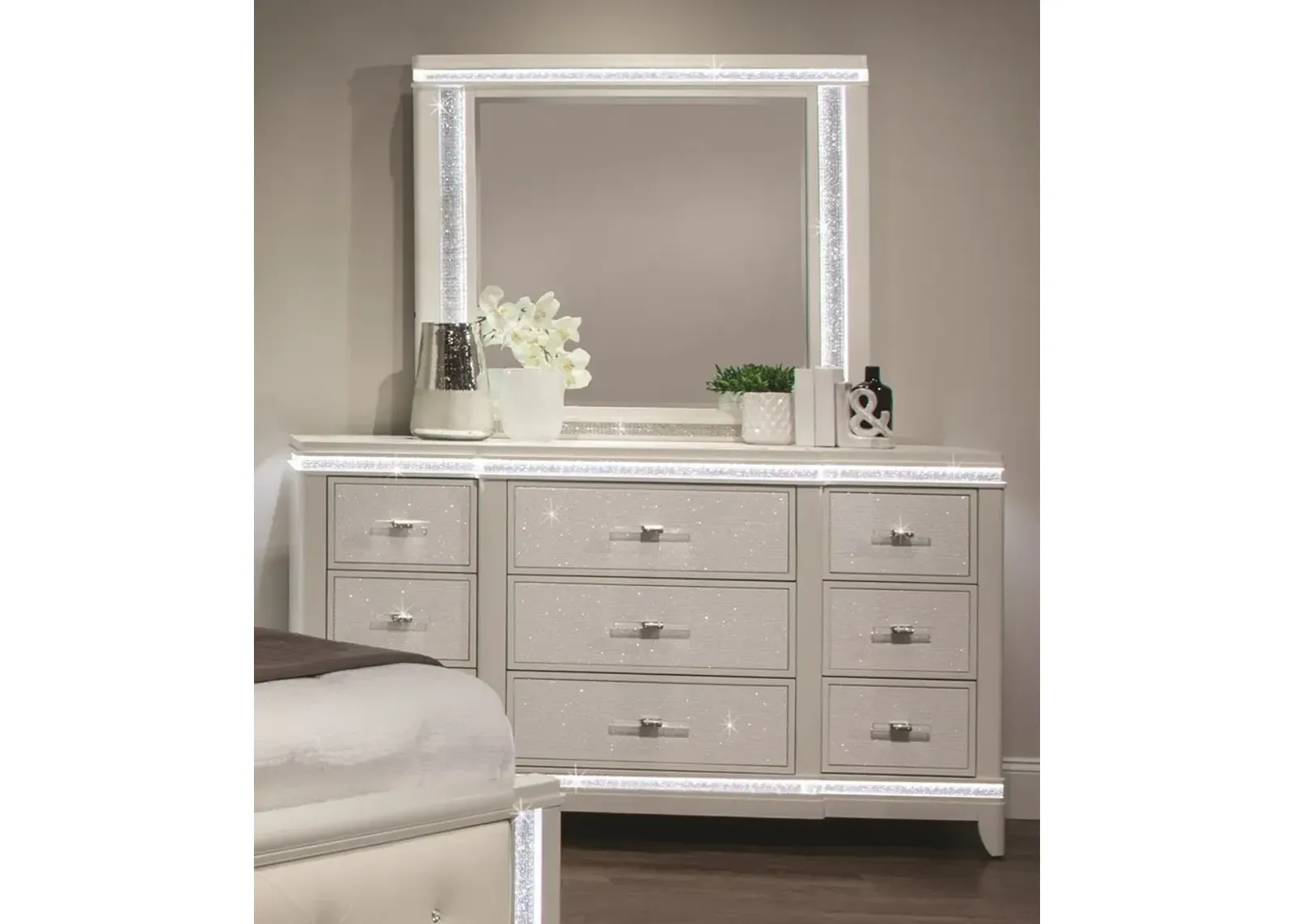 Celeste Sparkle White Dresser