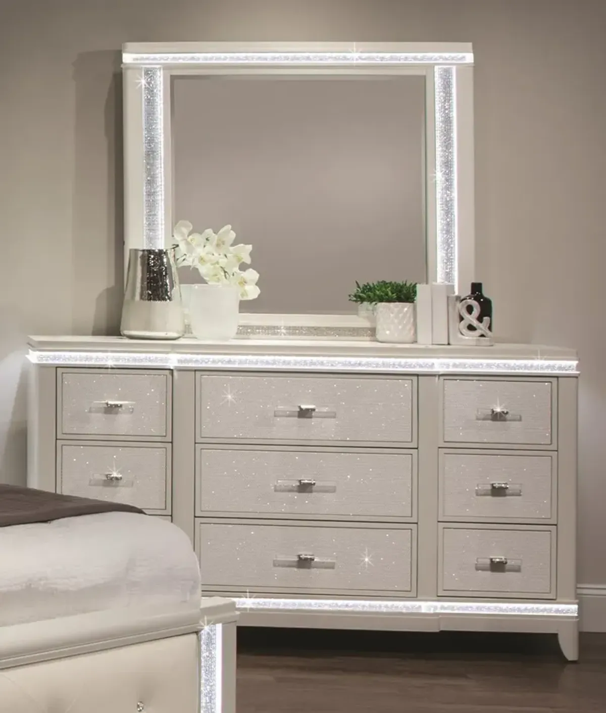 Celeste Sparkle White Dresser