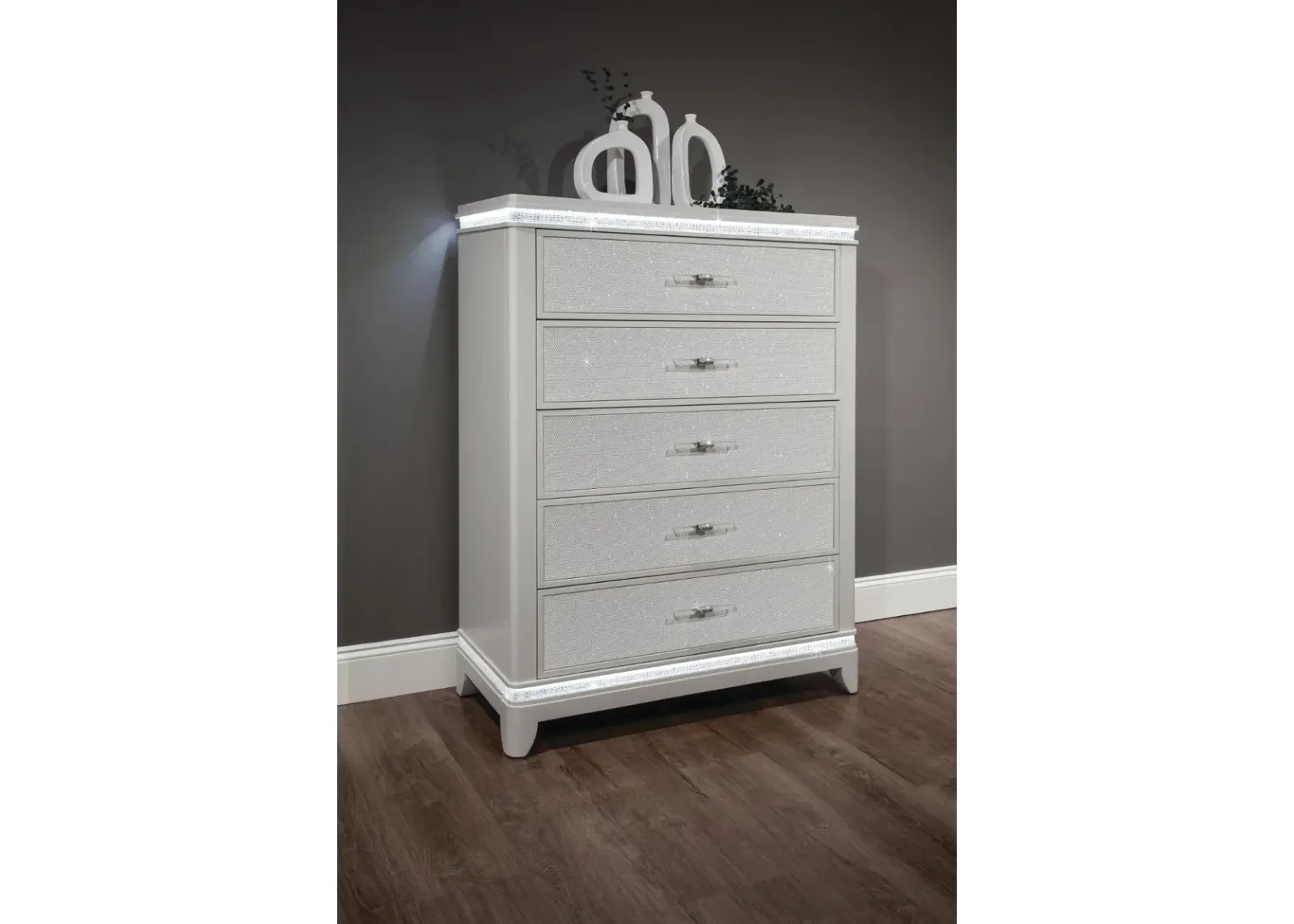 Celeste Sparkle White Chest of Drawers