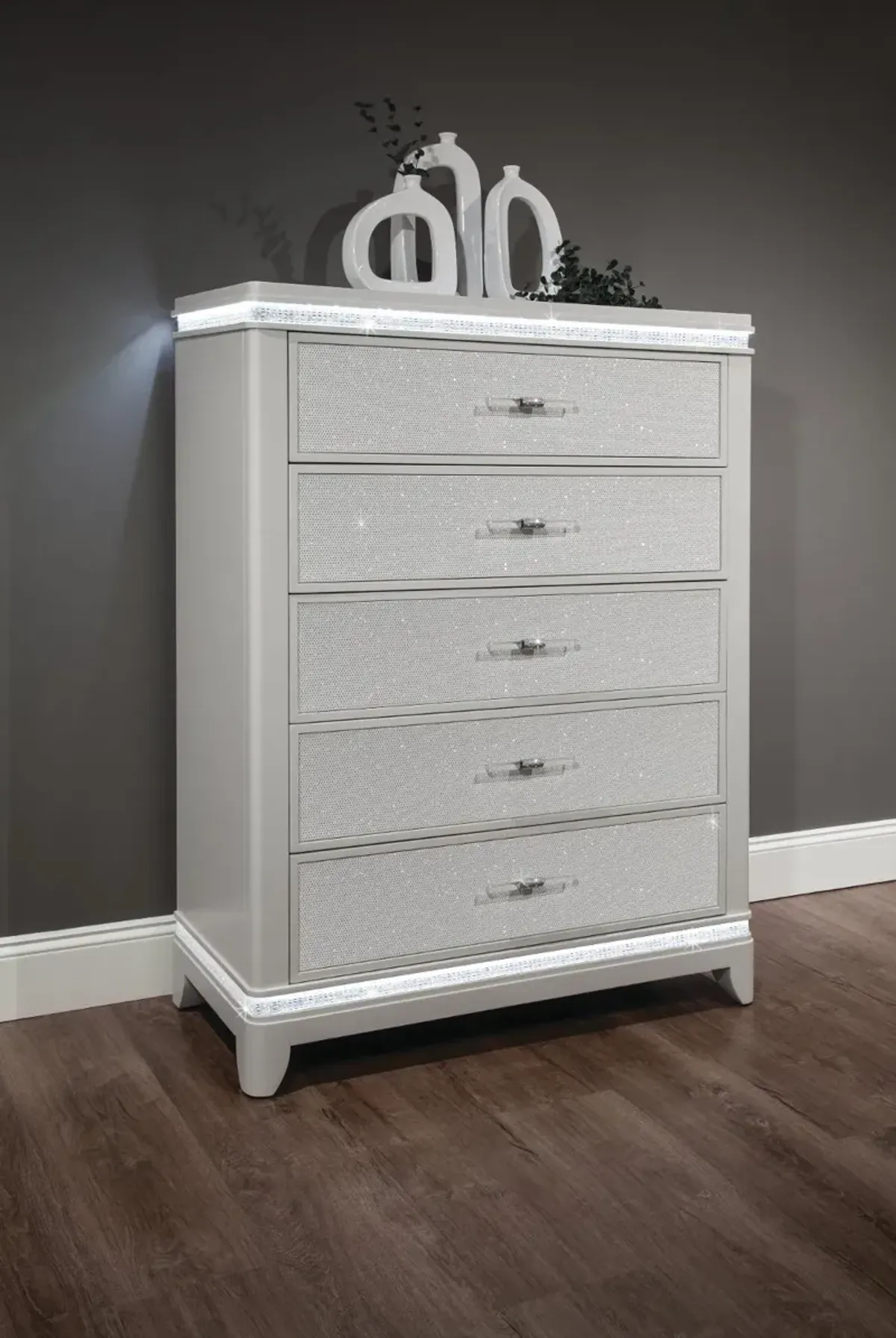 Celeste Sparkle White Chest of Drawers