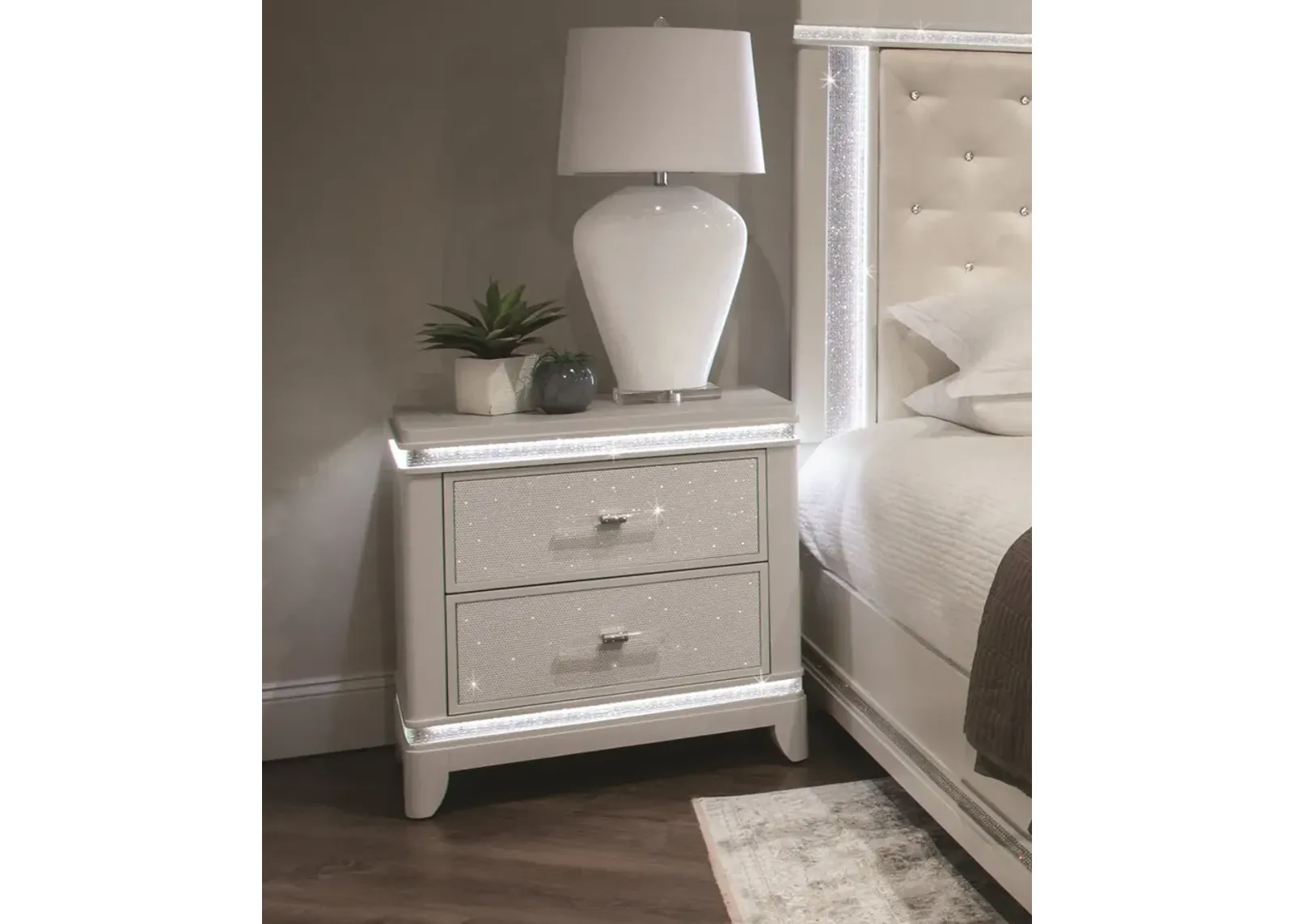 Celeste Sparkle White Nightstand