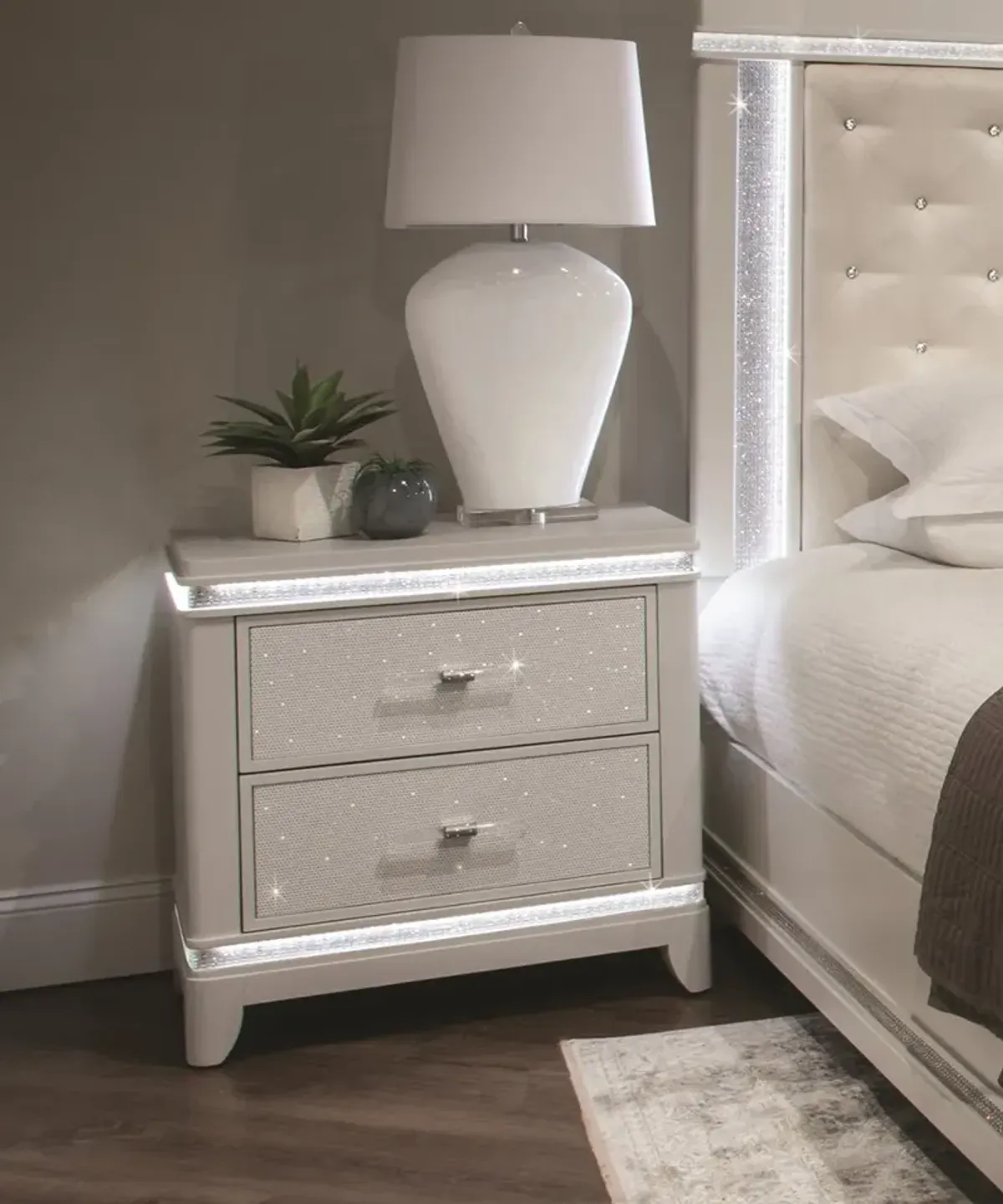 Celeste Sparkle White Nightstand