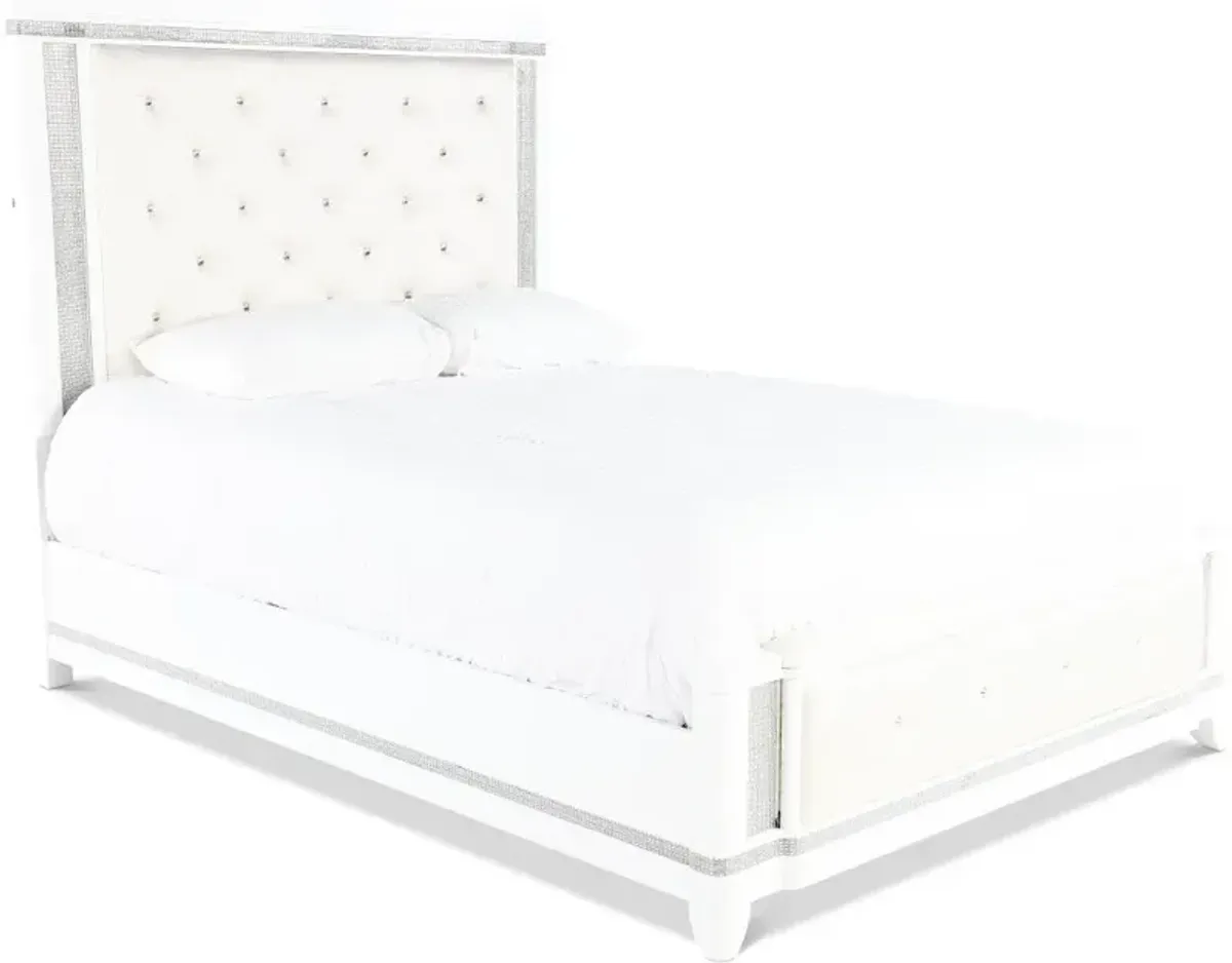 Celeste Sparkle White Queen Upholstered Bed