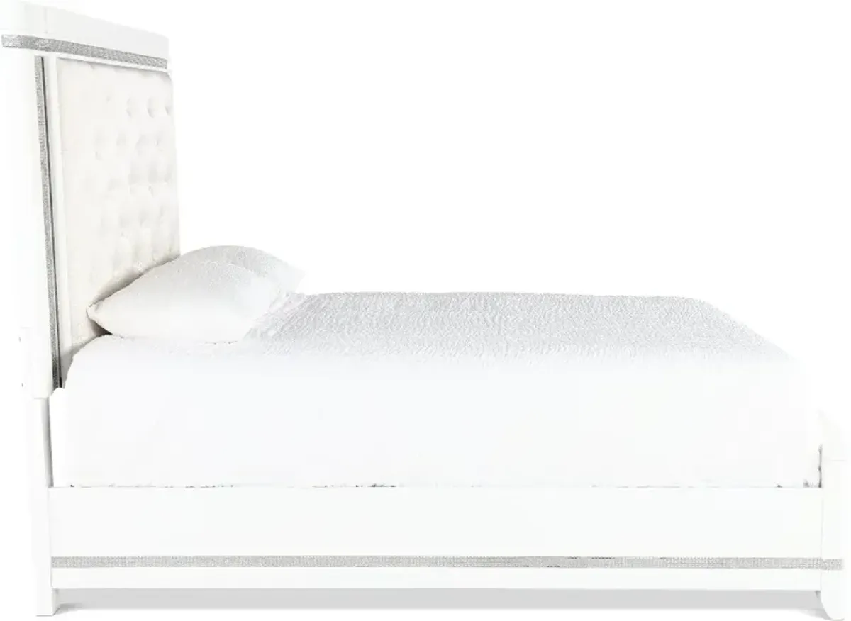 Celeste Sparkle White King Upholstered Bed