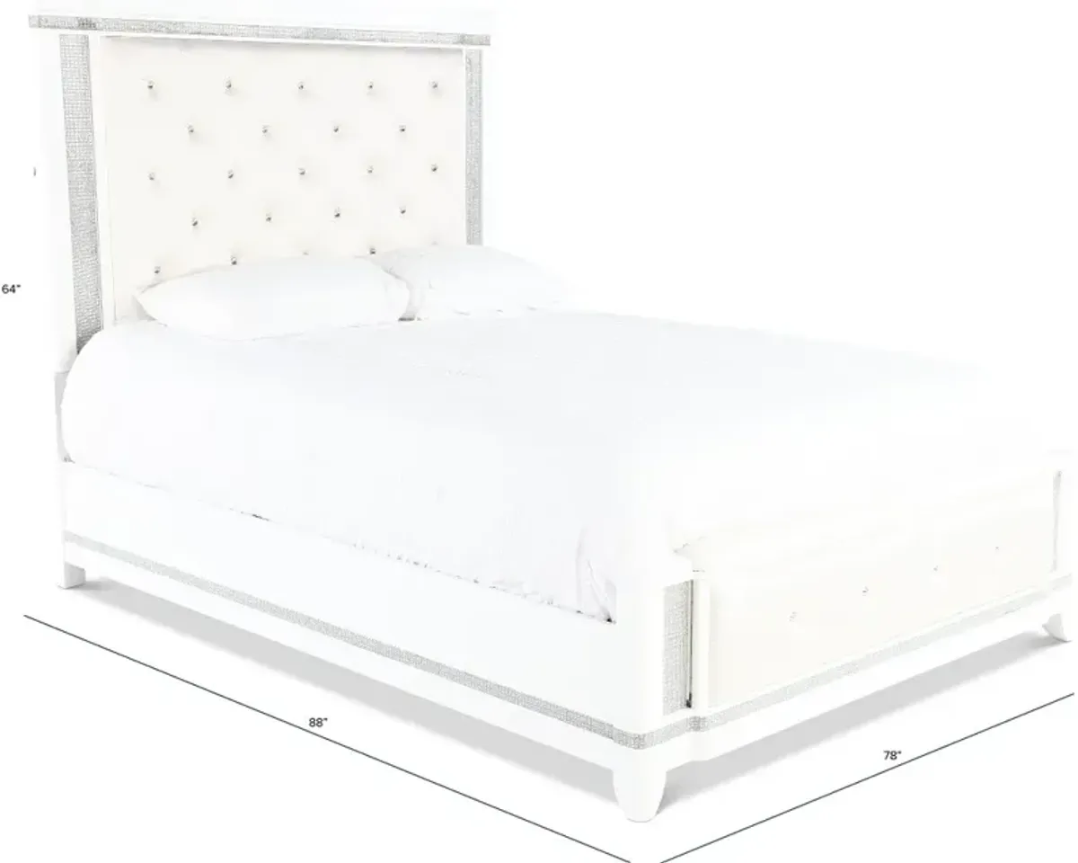 Celeste Sparkle White King Upholstered Bed