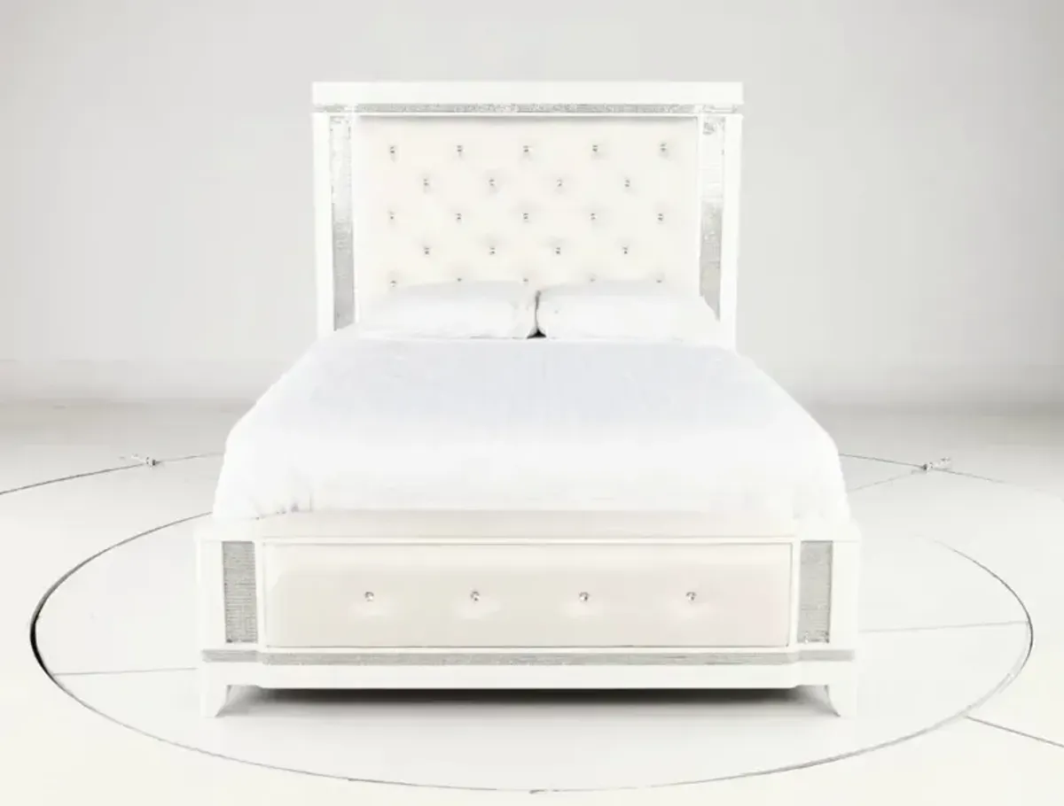 Celeste Sparkle White King Upholstered Bed