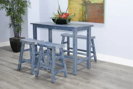 Beach Haven Blue Counter Height Dining Bench