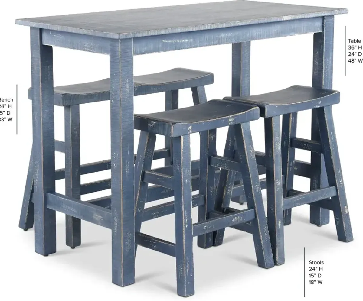 Beach Haven Blue 4 Piece Counter Height Dining Set