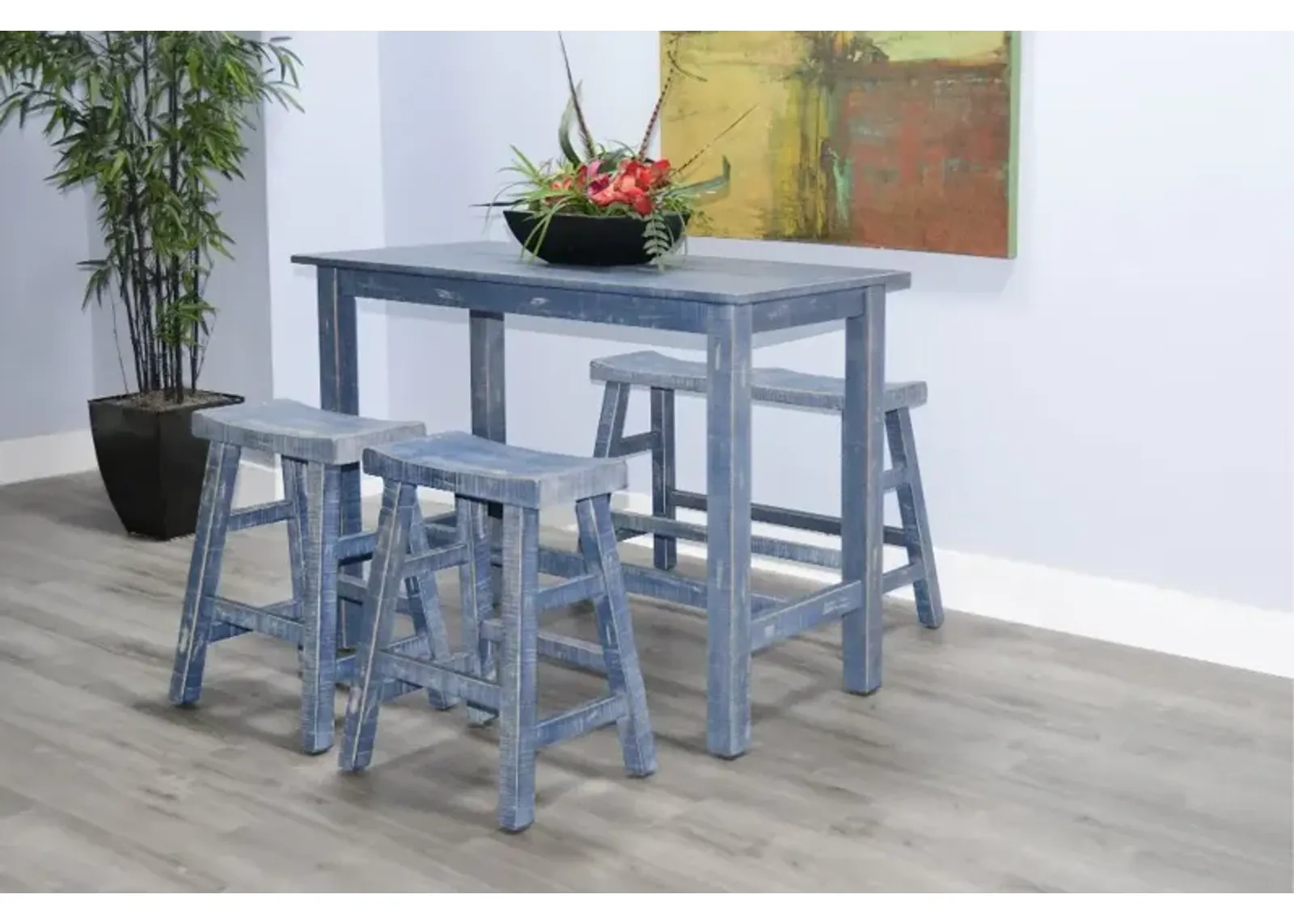 Beach Haven Blue 4 Piece Counter Height Dining Set