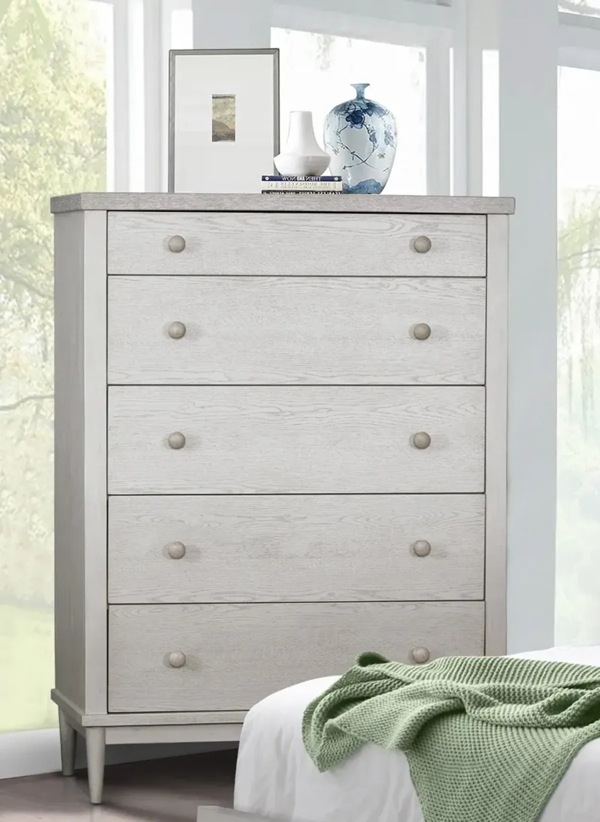 Coastal Farmhouse Gray Chest of Drawers