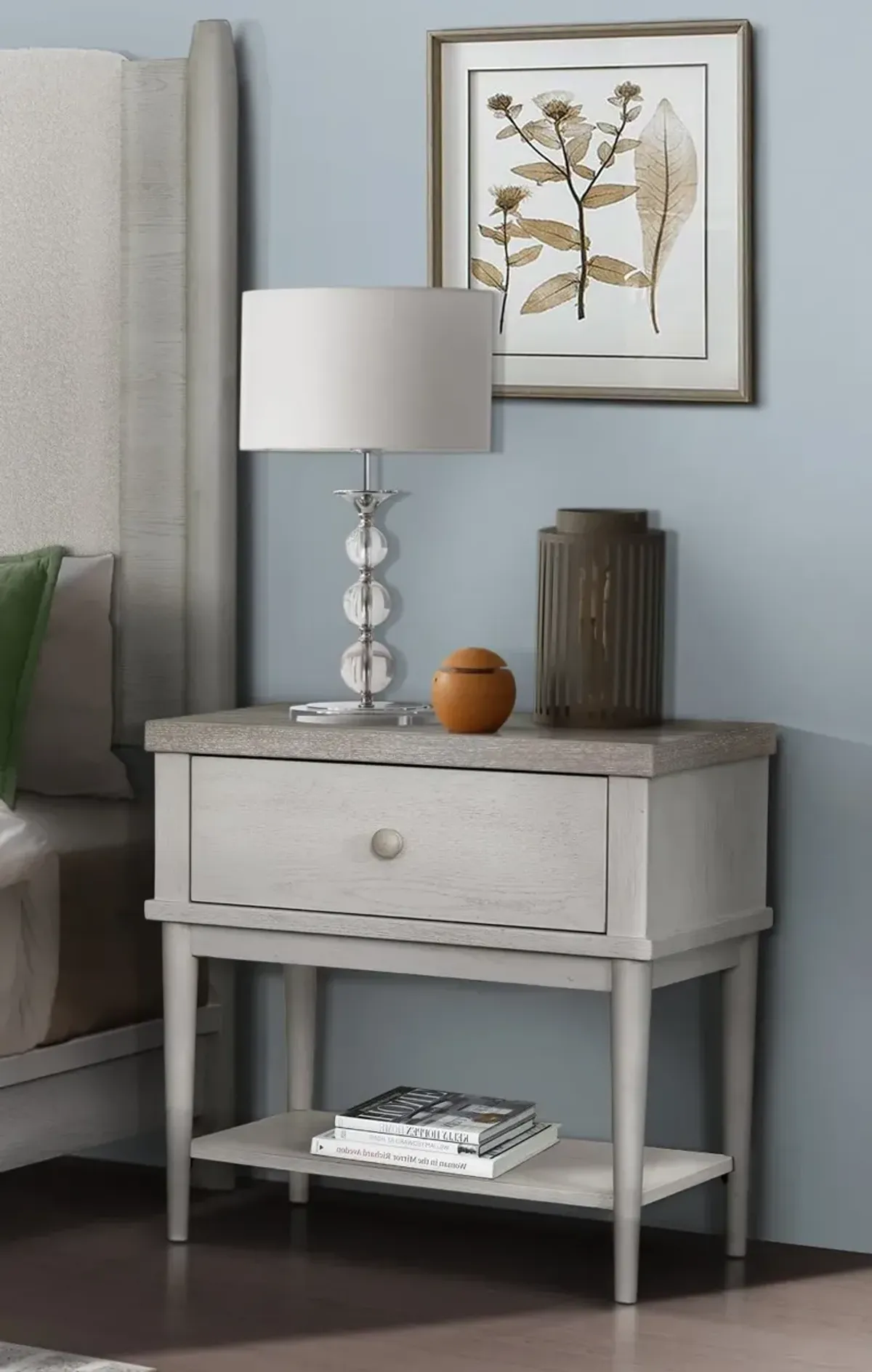 Coastal Farmhouse Gray Nightstand