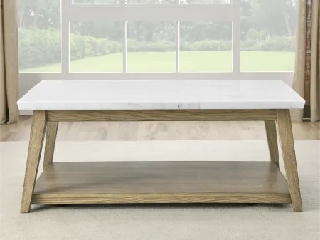 Vida White Marble and Natural Coffee Table