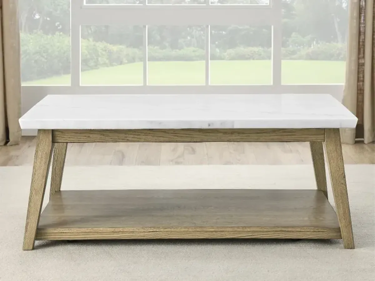 Vida White Marble and Natural Coffee Table