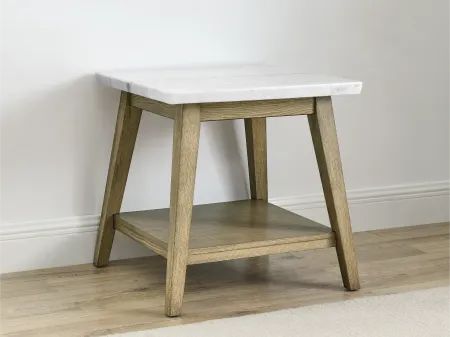 Vida White Marble and Natural End Table