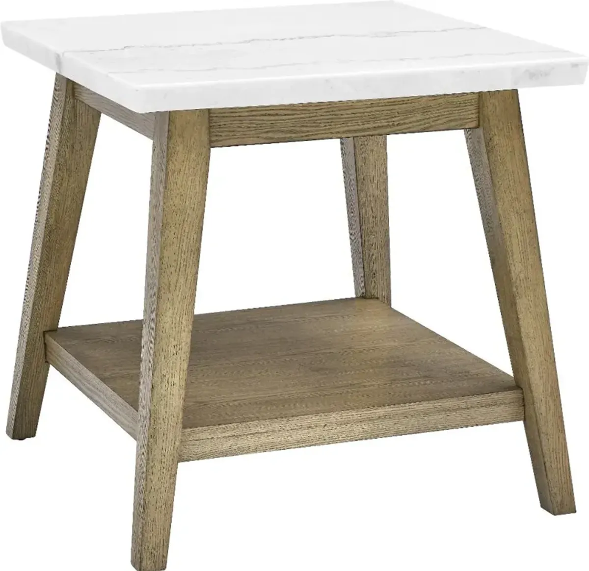 Vida White Marble and Natural End Table