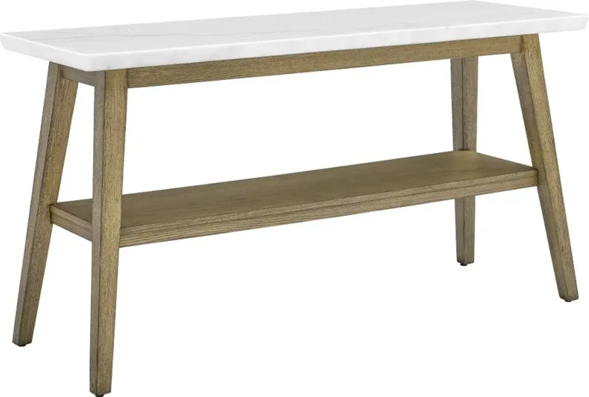 Vida White Marble and Natural Sofa Table