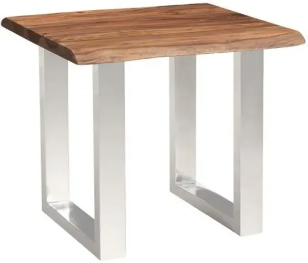 Dunstan Live Edge End Table with Chrome Legs