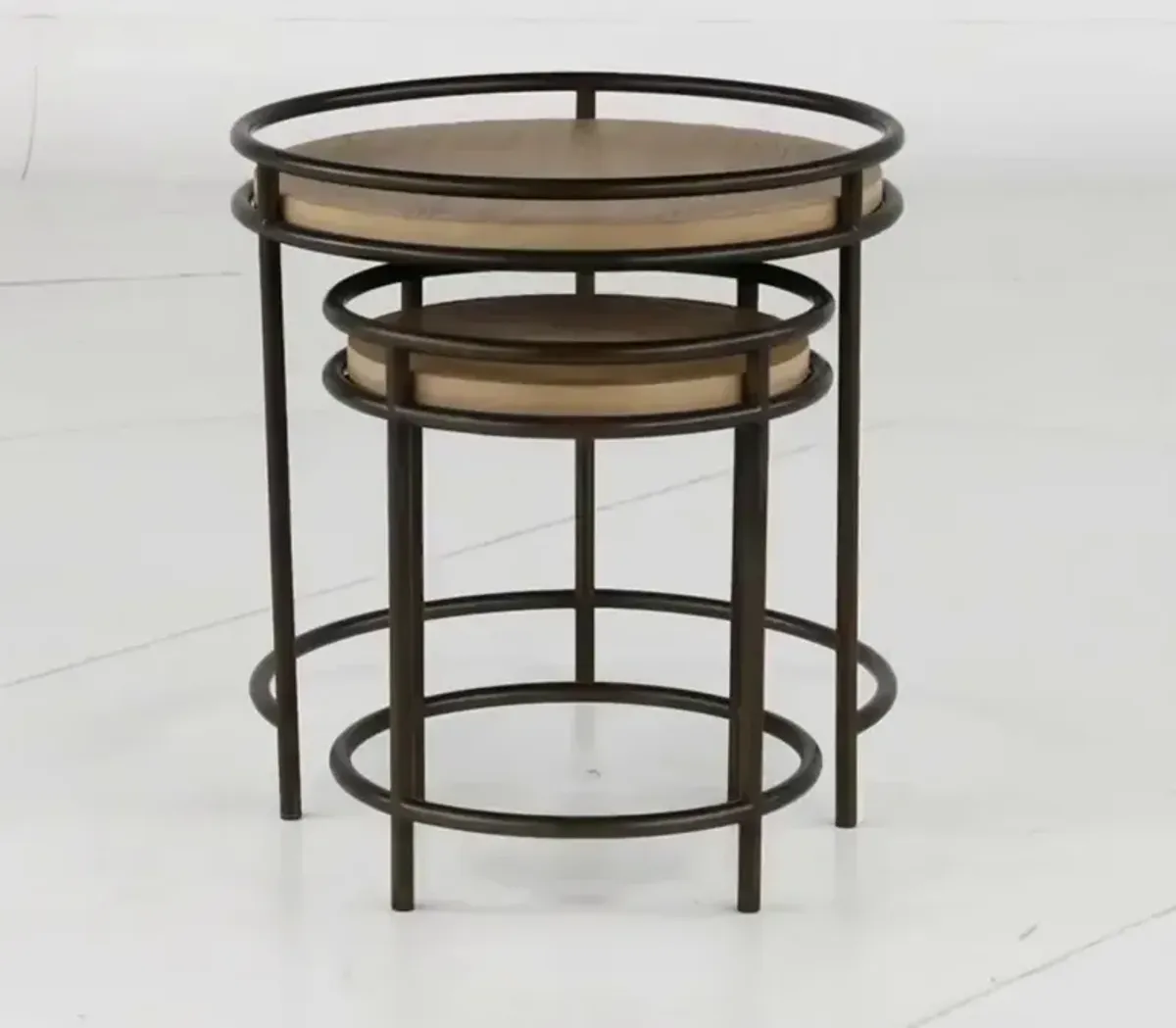 Cena Natural Round Nesting End Tables