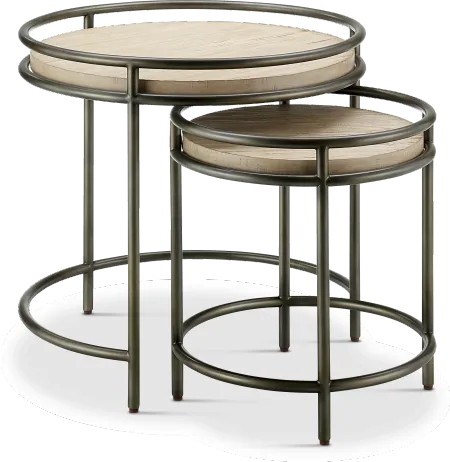 Cena Natural Round Nesting End Tables