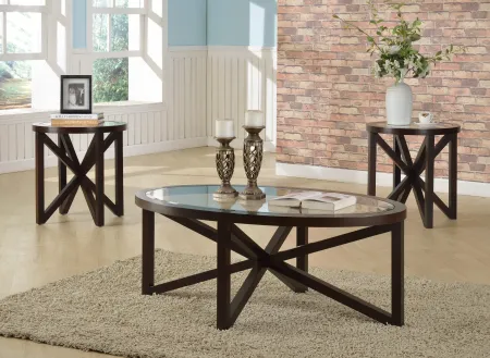 Cole Espresso Cocktail and End Table 3-Piece Set