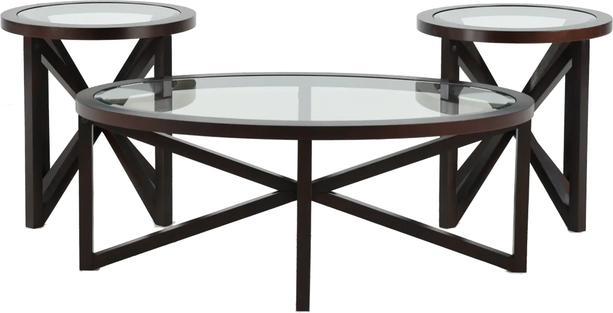 Cole Espresso Cocktail and End Table 3-Piece Set