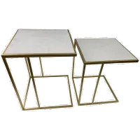 Samara Gold and Marble Nesting End Table Set of 2