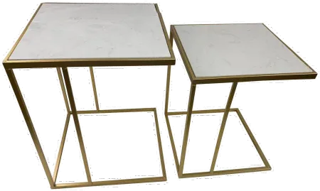 Samara Gold and Marble Nesting End Table Set of 2