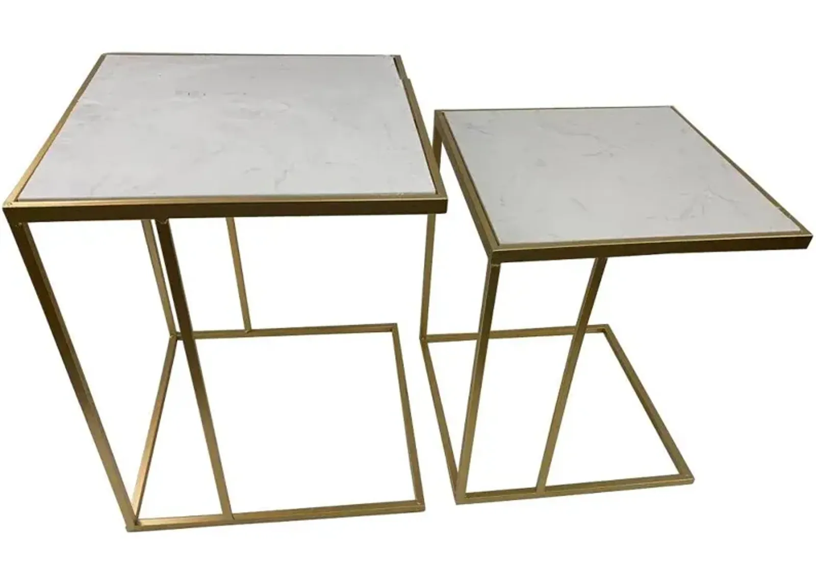 Samara Gold and Marble Nesting End Table, Set of 2