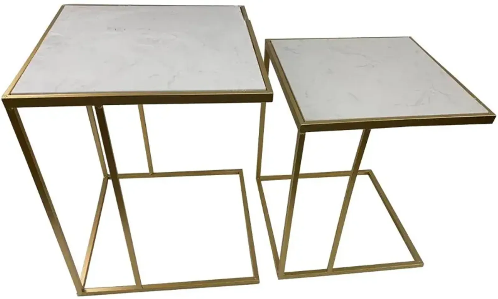 Samara Gold and Marble Nesting End Table, Set of 2